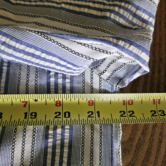 EVALESS Women's XL Button Down Shirt Blouse Striped V-Neck LS Trendy Cute NEW - Picture 10 of 11